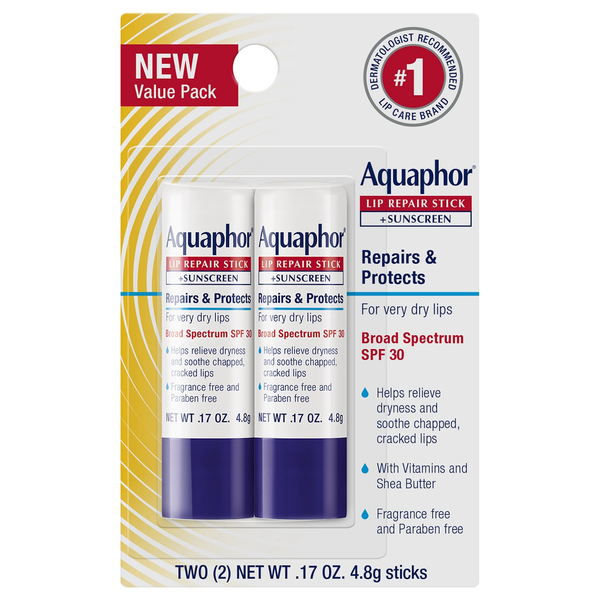 Aquaphor Lip Repair Stick + Sunscreen SPF 30 - 2 ct