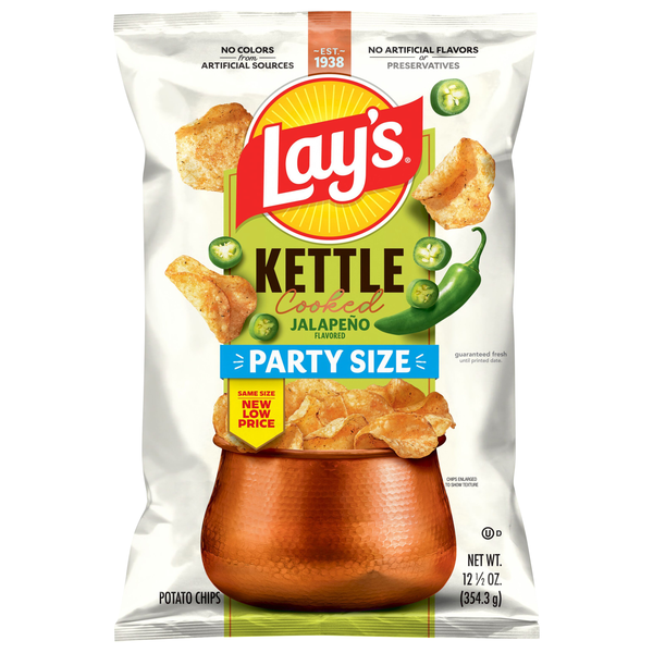 Lay's Jalapeno Kettle Cooked Potato Chips Party Size