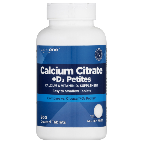 CareOne Gluten Free Calcium Citrate + D3 Petites Coated Tablets