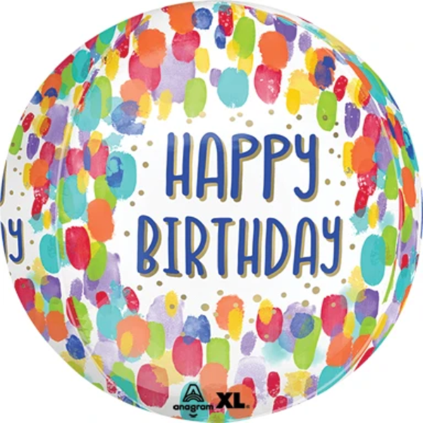 Anagram Happy Birthday Geometric Orbz Balloon (Assorted Colors & Styles)