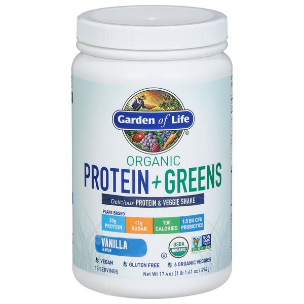Garden of Life Organic Protein + Greens Vanilla 20g Protein Powder