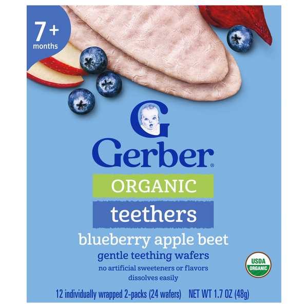 Gerber Organic Baby Blueberry Apple Beet Teething Wafers - 12 ct