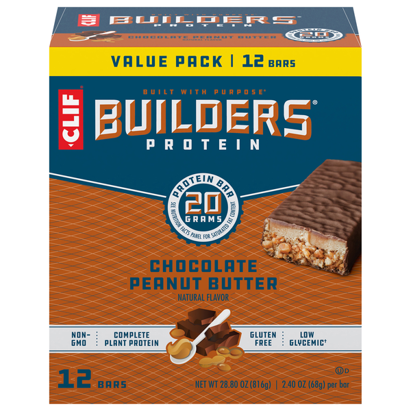 CLIF Builders Chocolate Peanut Butter Protein Bar - 12 ct