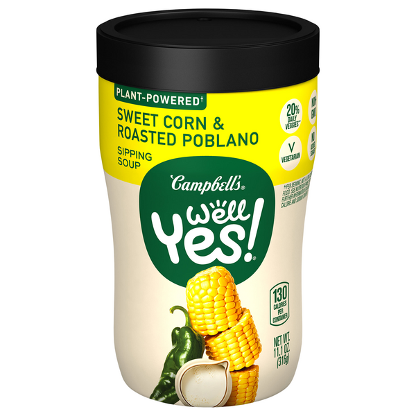 Save on Campbell's Well Yes! Sweet Corn & Roasted Poblano Sipping Soup