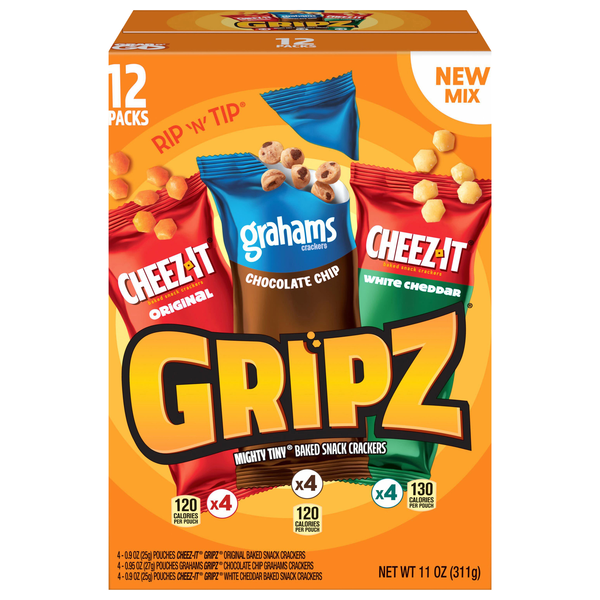 Cheez-It Gripz Mighty Tiny Baked Snack Crackers Variety Pack - 12 ct