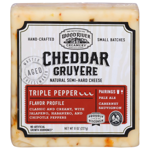 Wood River Creamery Triple Pepper Cheddar Gruyere Cheese