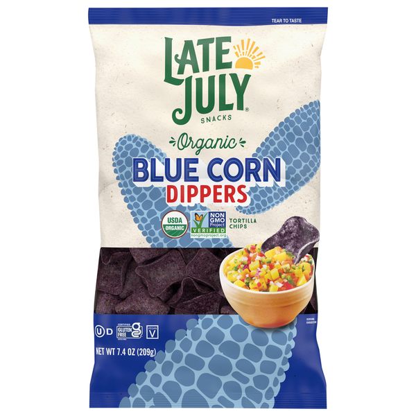 Late July Organic Gluten Free Blue Corn Dippers Tortilla Chips