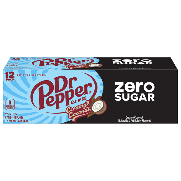 Dr Pepper Zero Sugar Creamy Coconut Soda - 12 pk