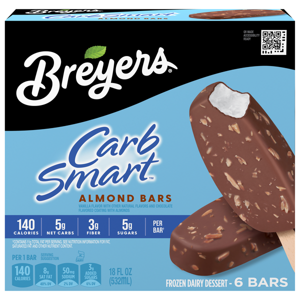 Breyers Carb Smart Almond Frozen Dairy Dessert Bars - 6 ct