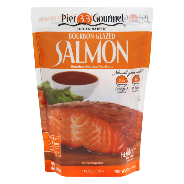 Pier 33 Gourmet Boneless Skinless Bourbon Glazed Salmon Portions - 2 ct
