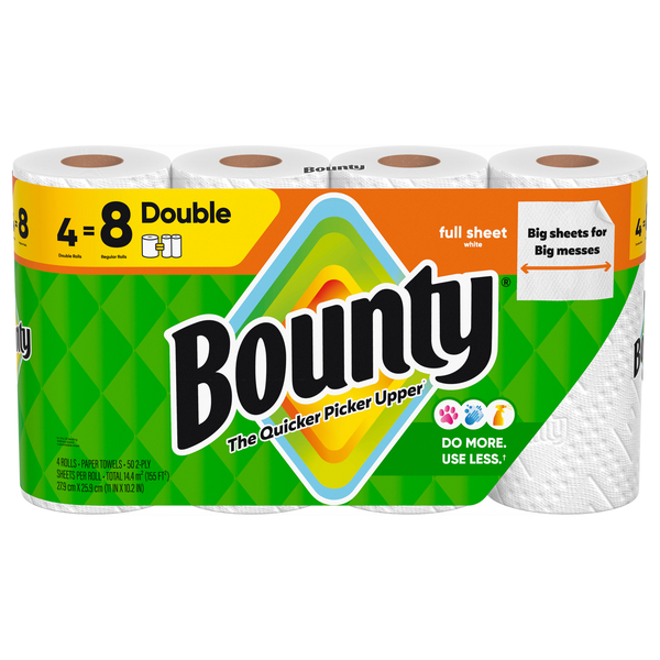 Bounty Full Sheet Double Roll Paper Towels White - 4 ct