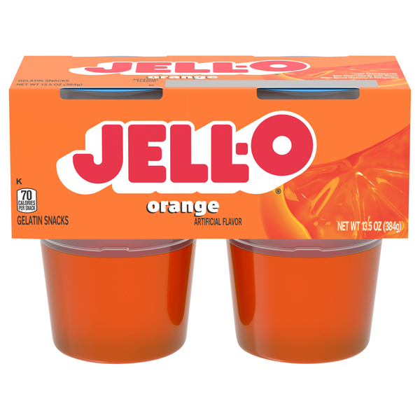 Jell-O Orange Gelatin Snack Cups - 4 ct