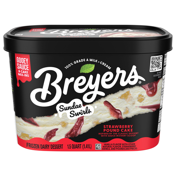 Breyers Sundae Swirls Strawberry Pound Cake Frozen Dairy Dessert