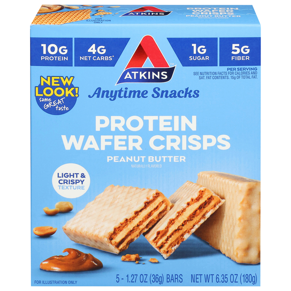 Atkins Snack Protein Wafer Crisps Peanut Butter Low Carb - 5 ct