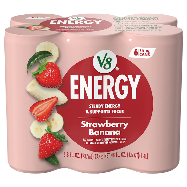 V8 +Energy Strawberry Banana Flavored Beverage - 6 pk