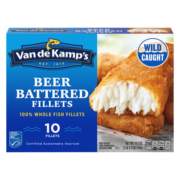 Van de Kamp's Wild Caught Beer Battered Whole Fish Fillets - 10 ct Frozen
