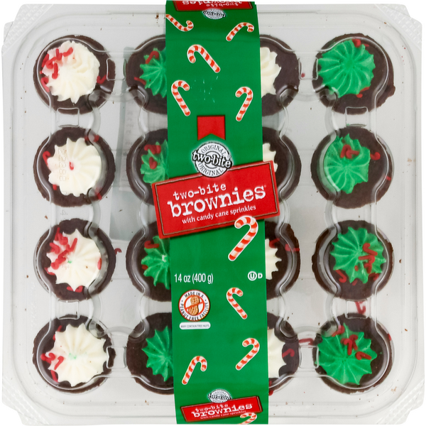 two-bite Christmas Mini Brownies with Candy Cane Sprinkles - 16 ct