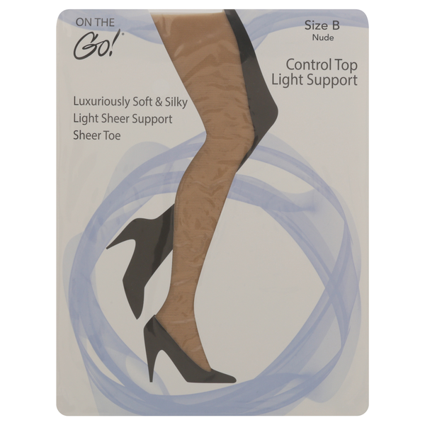 On the Go! Control Top Light Support Pantyhose Jet Nude Size B