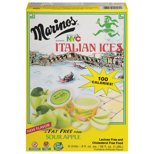 Marinos Sour Apple Italian Ices - 6 ct