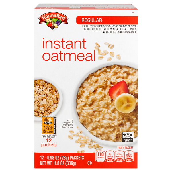 Hannaford Regular Instant Oatmeal - 12 ct