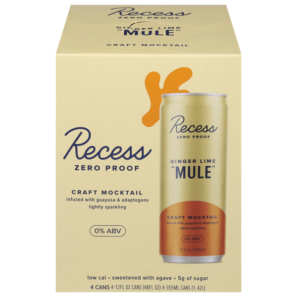 Recess Zero Proof Ginger Lime Mule Craft Mocktail - 4 pk
