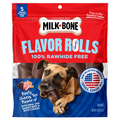 Milk-Bone Flavor Rolls Beefy Cheesy Rawhide Free Dog Treats - 5 ct