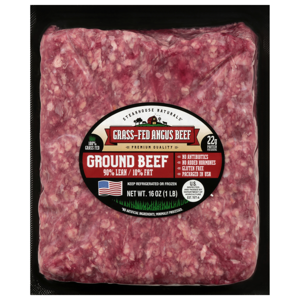Steakhouse Naturals Grass-fed 90% Lean 10% Fat Angus Ground Beef Fresh