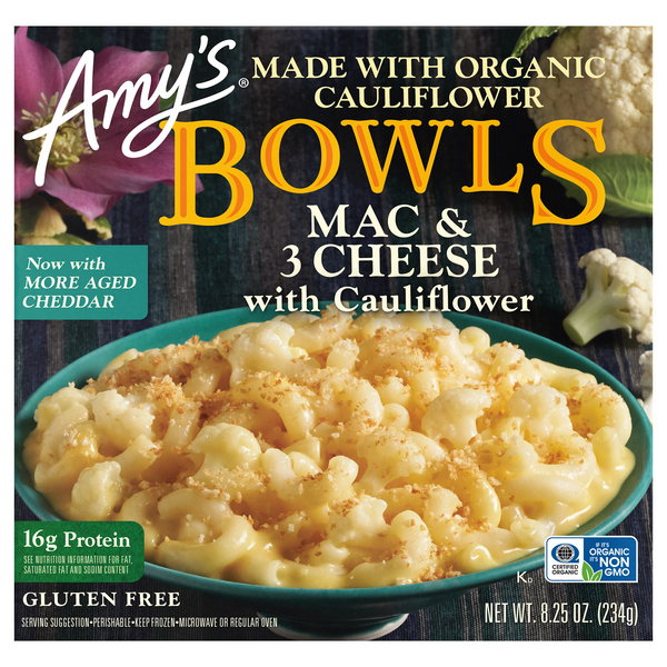 Amy's Bowls Organic Gluten Free Mac & 3 Cheese w/Cauliflower Frozen Meal