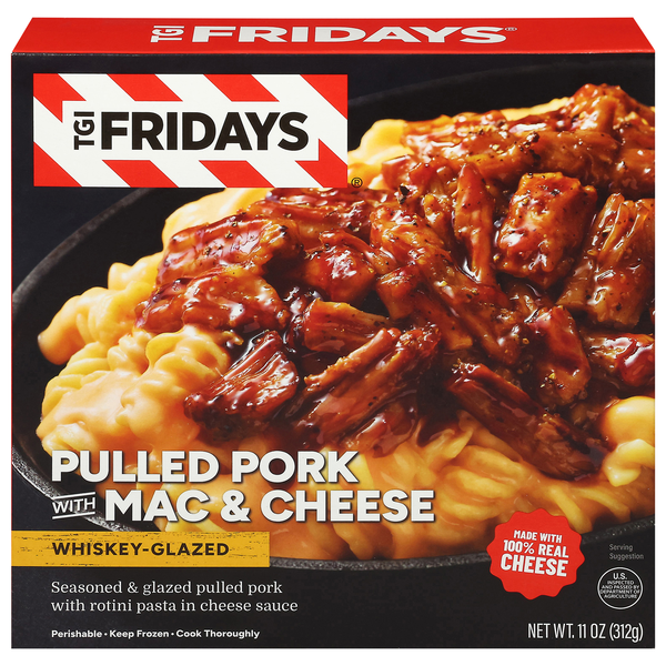 TGI Fridays Whiskey-Glazed Pulled Pork with Mac & Cheese Frozen Meal
