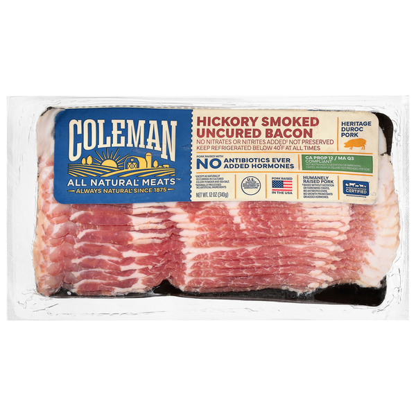 Coleman All Natural Hickory Smoked Uncured Bacon Sliced