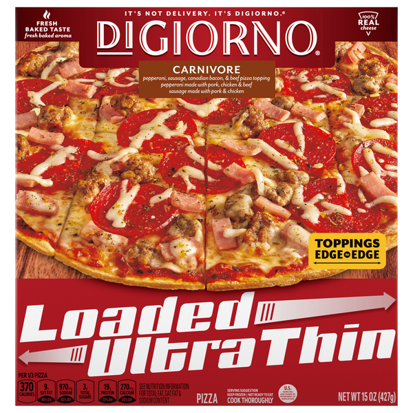 DiGiorno Loaded Ultra Thin Crust Carnivore Pizza Frozen