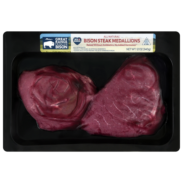 Great Range All Natural Bison Steak Medallions - 2 ct