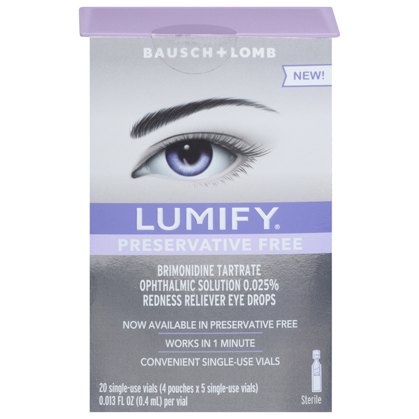 Bausch + Lomb Lumify Preservative Free Redness Reliever Eye Drops - 20 ct