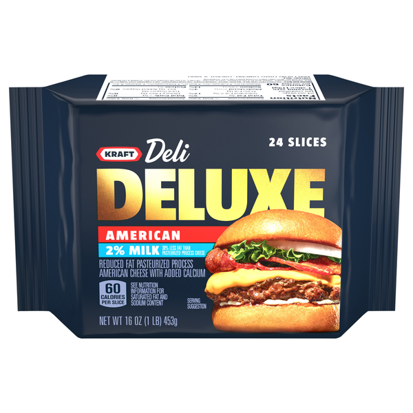 Kraft Deli Deluxe Reduced Fat Yellow American Cheese Slices - 24 ct
