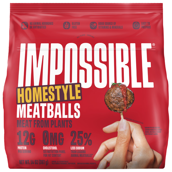 Impossible Made From Plants Gluten Free Homestyle Meatballs - apx 14 ct