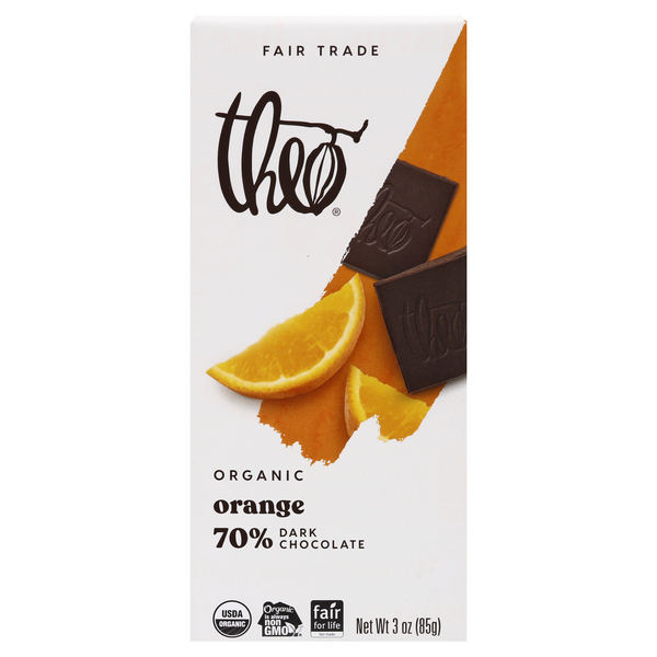 Theo Organic Orange 70% Dark Chocolate Candy Bar