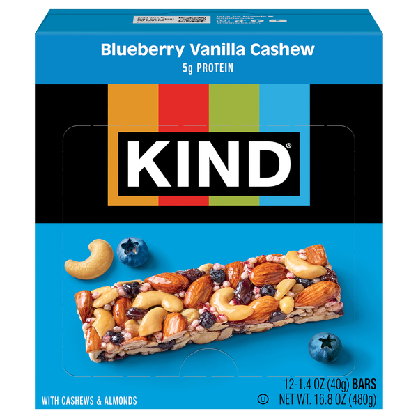 KIND Gluten Free Blueberry Vanilla Cashew Bars - 12 ct
