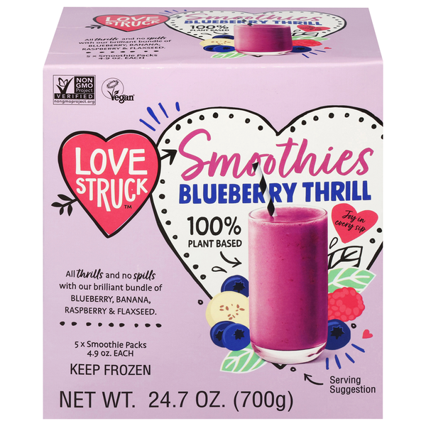 Love Struck Plant-Based Vegan Blueberry Thrill Smoothies - 5 ct Frozen