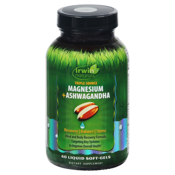 Irwin Naturals Triple-Source Magnesium + Ashwagandha Liquid Softgels