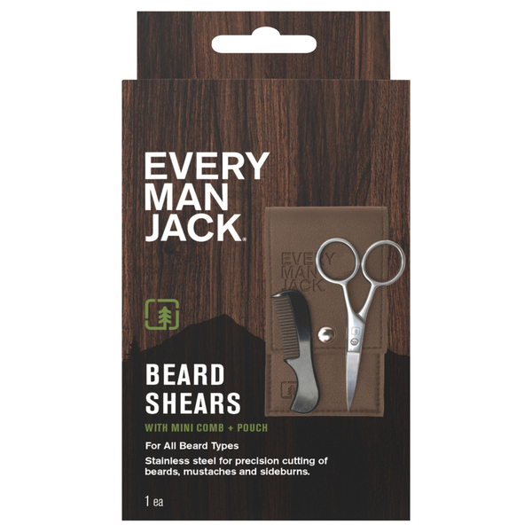 Every Man Jack Beard Shears with Mini Comb + Pouch