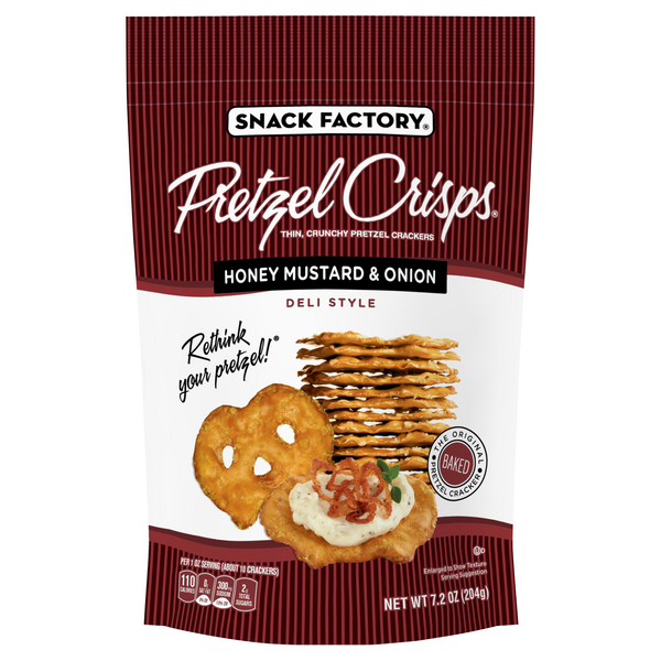 Save on Snack Factory Pretzel Crisps Deli Style Honey Mustard & Onion