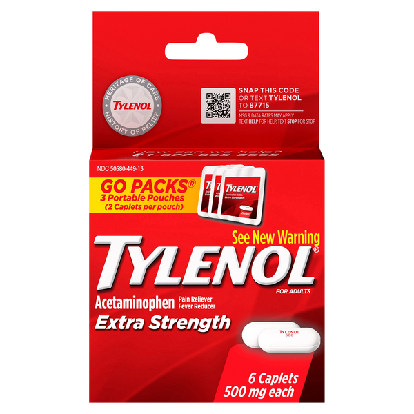 Tylenol Extra Strength Acetaminophen Pain Relief 500 mg Caplets (Travel)