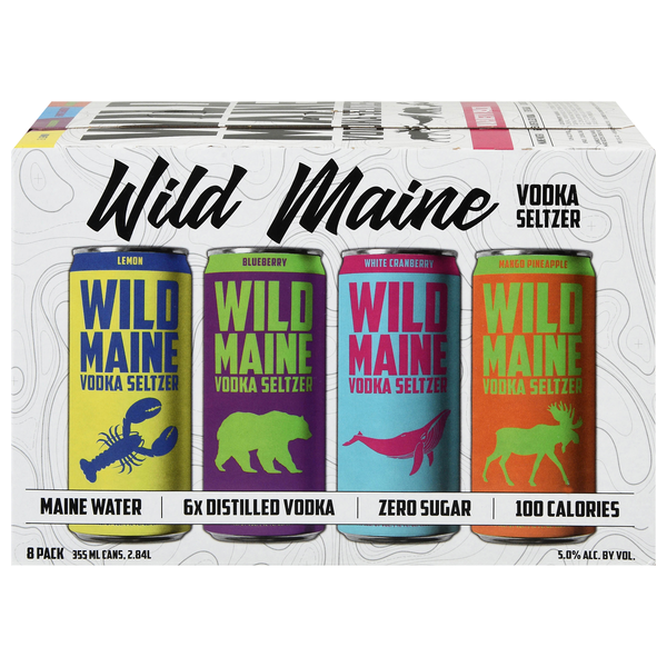 Wild Maine Zero Sugar Vodka Seltzer Variety Pack - 8 pk