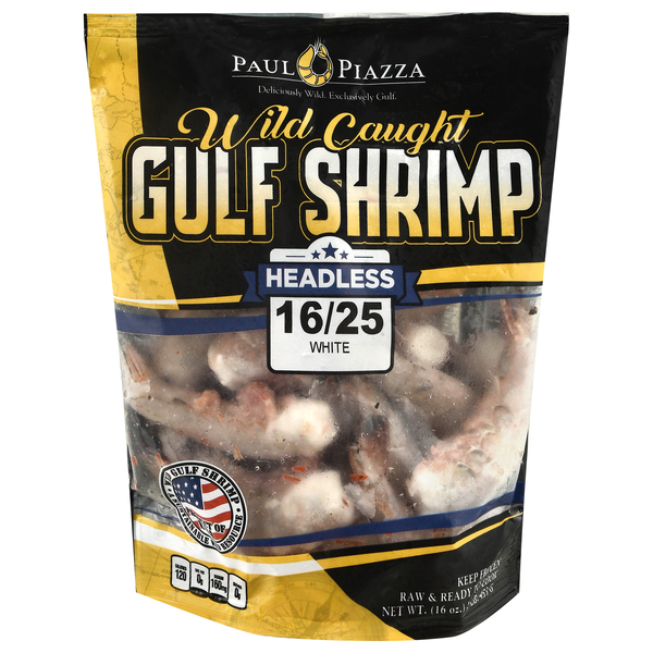 Paul Piazza Wild Caught Headless Gulf Shrimp 16-25 ct per lb Frozen