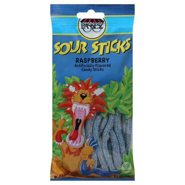 Paskesz Raspberry Sour Sticks Chewy Candy