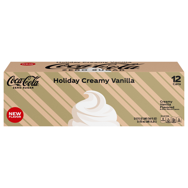 Coca-Cola Zero Sugar Holiday Creamy Vanilla Soda - 12 pk