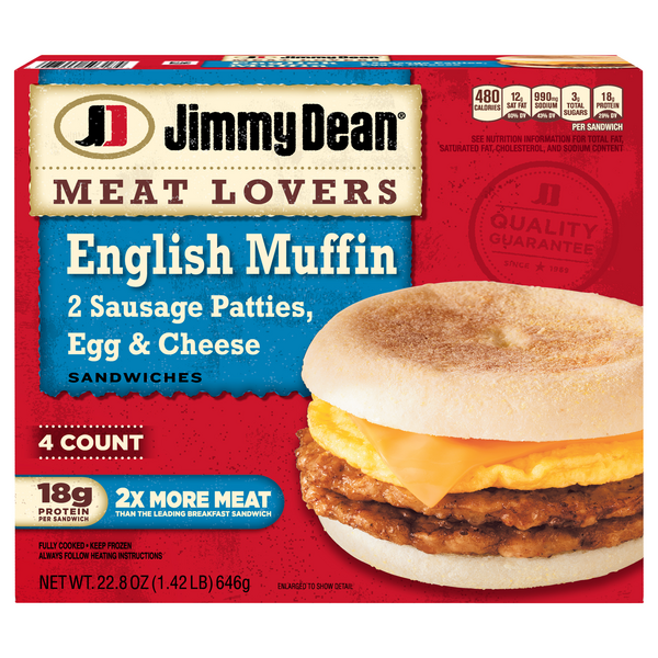 Save on Jimmy Dean Meat Lovers English Muffin Sandwich 4 ct Order