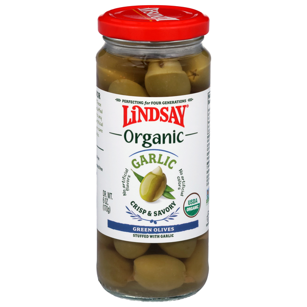 Lindsay Organic Stuffed Garlic Green Olives