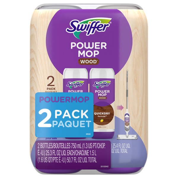 Swiffer PowerMop Wood QuickDry Lemon Wood Floor Cleaner - 2 ct