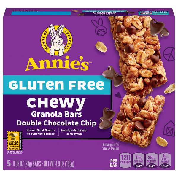 Annie's Gluten Free Chewy Double Chocolate Chip Granola Bars - 5 ct